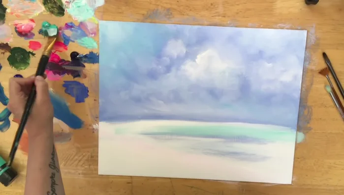 Add a hint of light blue violet for shadows in the sand.