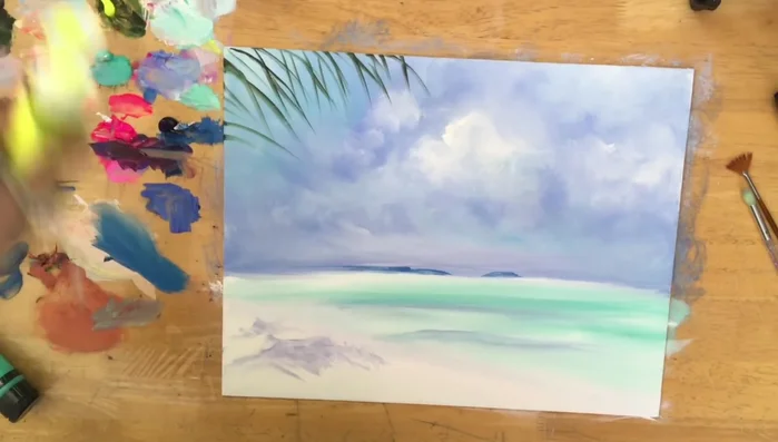 Use a fan brush with the same color combination to create smaller leaves.