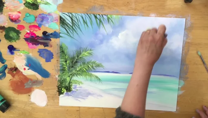 Add more detail to the water with turquoise.