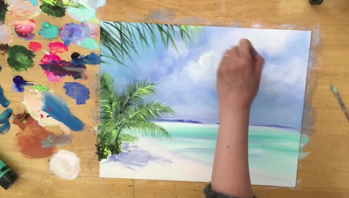 Add more detail to the water with turquoise.