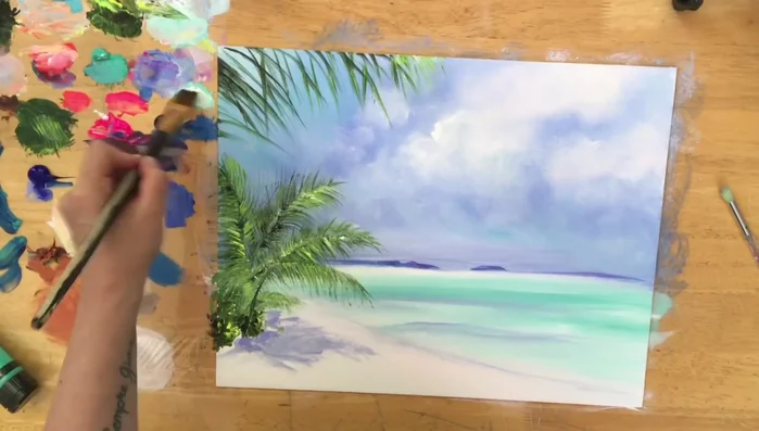 Add more detail to the water with turquoise.