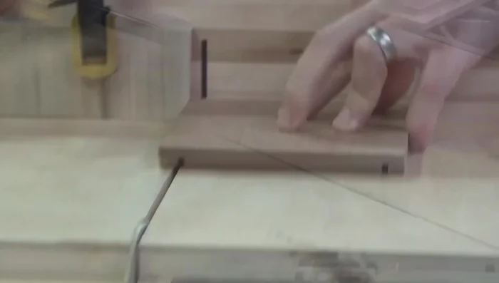 Cutting rabbits on mahogany and oak boxes using crosscut sled.