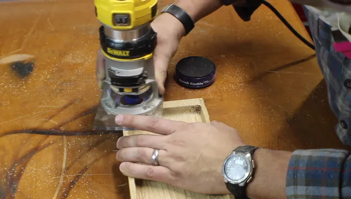 Use a roundover bit to clean up the top edge.