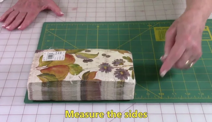 Measure your napkins: Measure the length and width of your napkins. Add ½ inch seam allowance, and then add another ¼ inch for extra wiggle room. This ensures your napkins fit comfortably.
