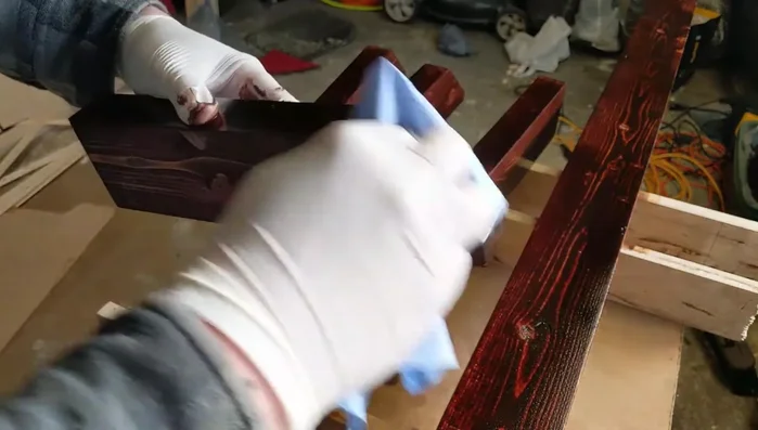 Wipe off excess stain.