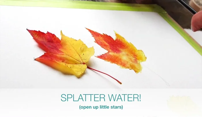 Splatter water into the paint that's starting to dry to create texture.