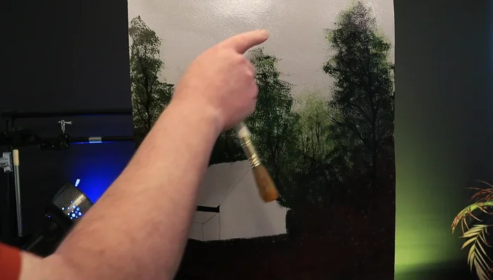 Glazing the background sky with Indian Yellow: