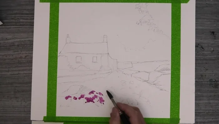 Adding Stem Details (using sharpened wooden end of brush)