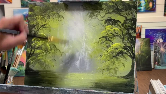 Add final touches of white and gray to enhance the light and blend the elements of the painting.