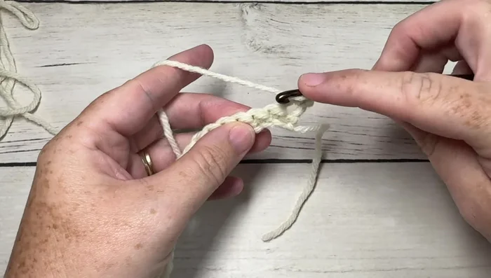 Row 2: Single crochet into the first stitch, skip the next three stitches, double crochet 7 stitches into the next stitch, skip the next three stitches, single crochet into the next stitch. Repeat across. Chain 3 and turn.