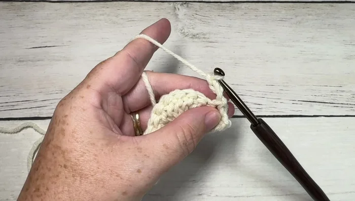 Row 3: Puff stitch (yarn over, insert hook, yarn over, draw up a loop 4 times into the same stitch, yarn over, draw through all loops) into the first stitch. Chain 3, skip next 3 stitches, single crochet into the next stitch. Repeat puff stitch, chain 3, skip 3 stitches, single crochet across. Chain 3 and turn.