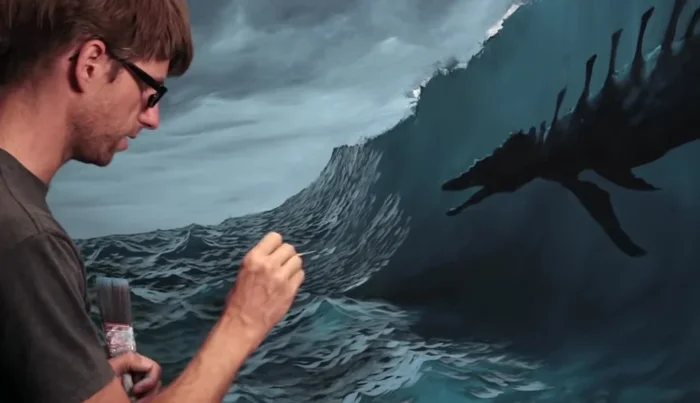 Maintaining Perspective: Maintain the overall angle of the waves to ensure the perspective remains consistent, emphasizing the curvature and movement.