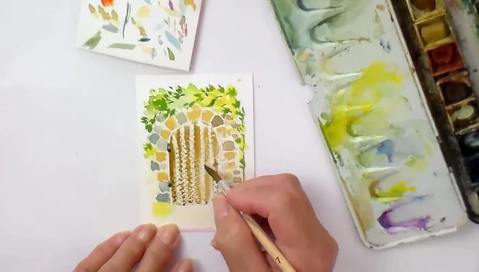 Paint hinges and a latch using Payne’s grey.