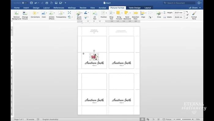 Resize and position your image. Center it using the 'Picture Format' tab and alignment options.