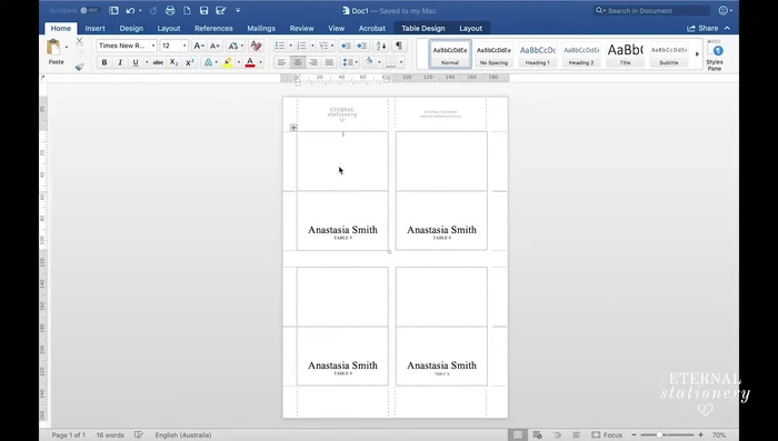 Choose your font. The video suggests Isabella Script and Calibri Light.