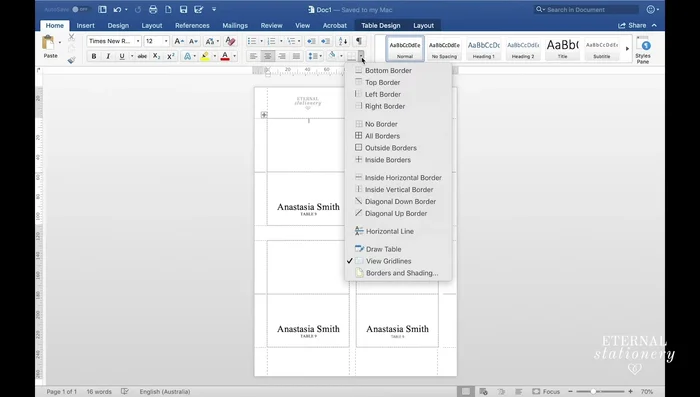 Choose your font. The video suggests Isabella Script and Calibri Light.