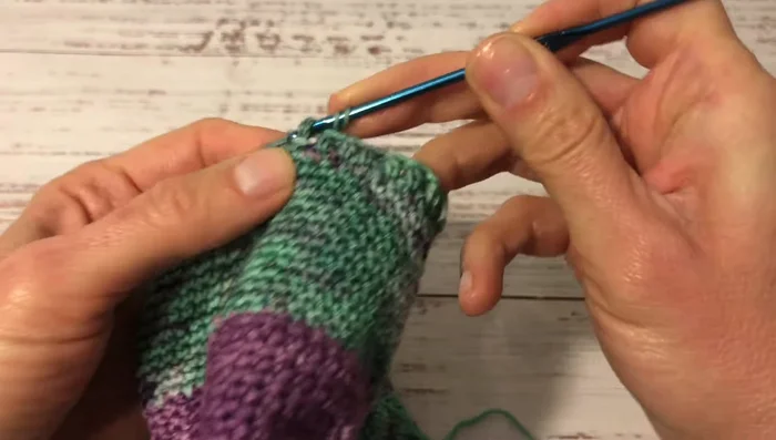 Ribbon: Alternate front post and back post double crochets for approximately 2 inches.