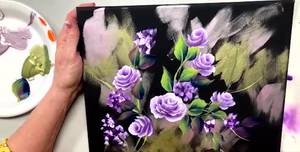 One-Stroke Painting on Black Canvas: Metallic Magic