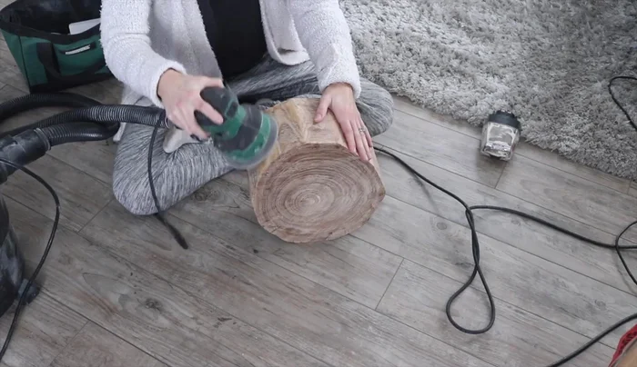 Random orbital sanding (120 grit, then 220 grit)