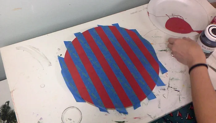 Remove the tape to reveal the checkered pattern.