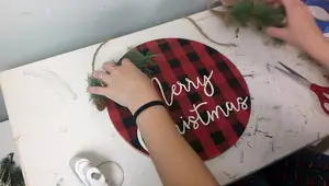 DIY Buffalo Check Christmas Door Sign: Easy Painter's Tape Technique