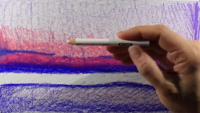 Adding base colors for sky with pink, violet, and white (938) to create soft transitions between colors. This serves as a protective layer for the paper and adds depth.