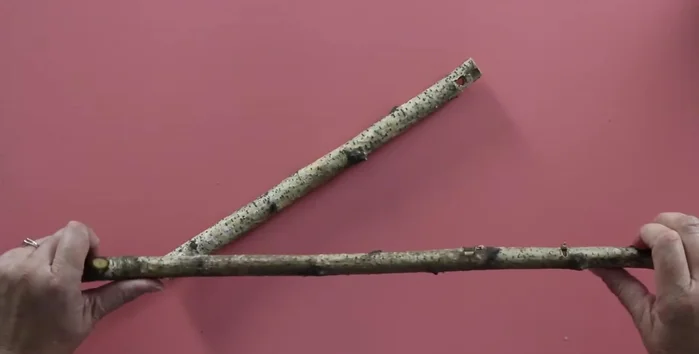 Prepare the hanging stick: Cut to desired length (12 inches in this tutorial) and drill holes at each end.