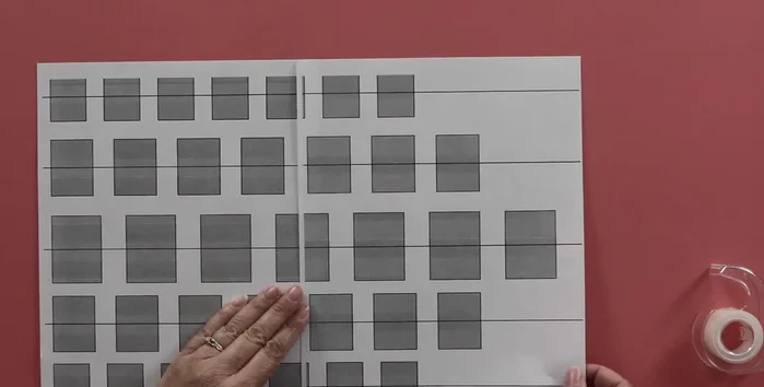 Tape the two pieces of the printable template together.