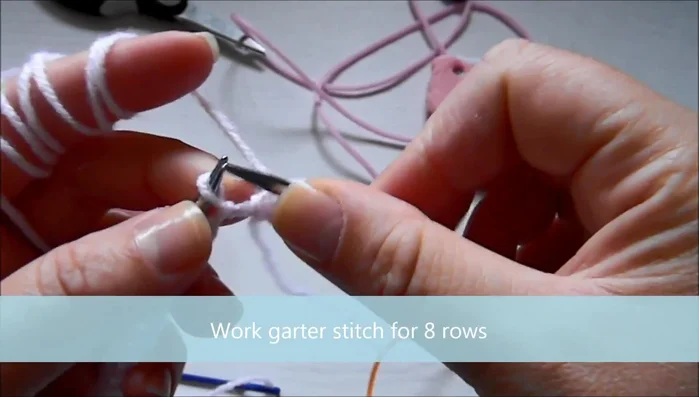 Work in garter stitch (knit every row) for 8 rows.