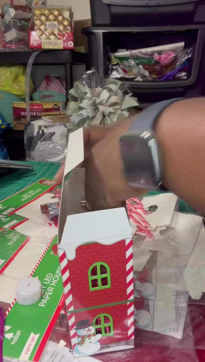 Fill the grab boxes with small treats like hot cocoa mix, candy canes, or snack mix.