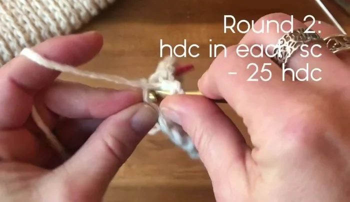 Rounds 3-6: Repeat round 2 (half double crochet in the third loop of each stitch). Add more rounds for longer mittens.