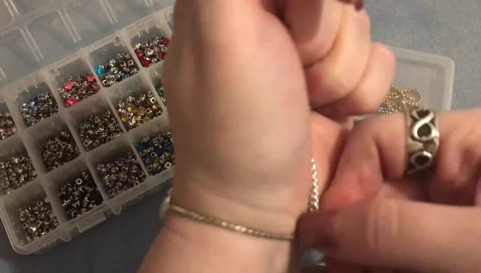 Adjust the bracelet to your desired fit. If needed, add a tiny dot of E6000 glue to the back of the beads to prevent them from spinning (optional).