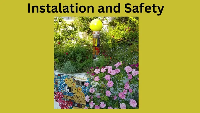 Securely install the light, considering safety and stability (e.g., using a stake and gravel).