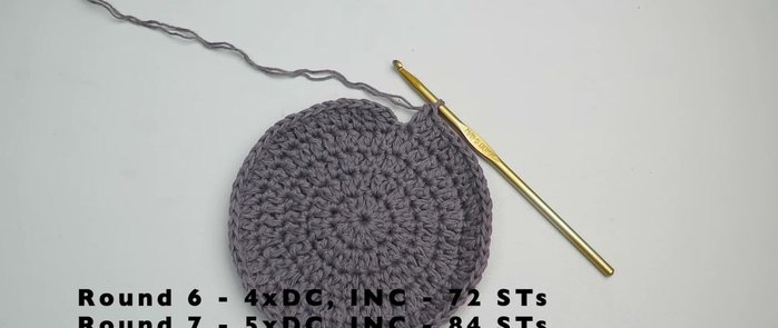 Continue increasing rounds until desired size is reached (approximately 108 stitches in round 9).