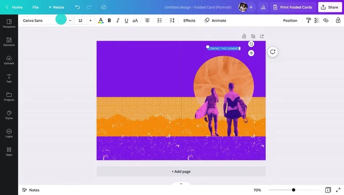 Add text and animated graphics (search for animated elements and apply animated filter).