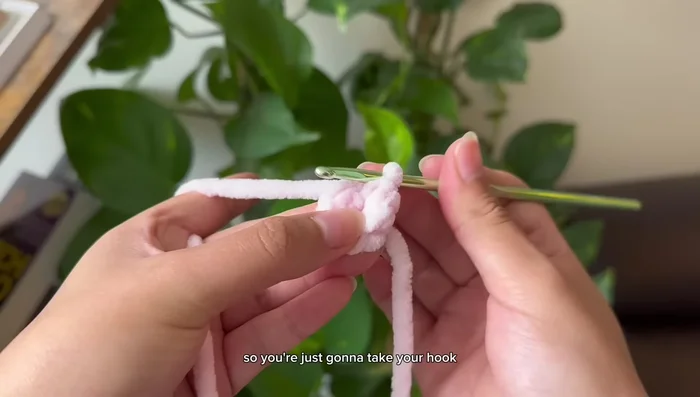 Slip stitch to connect and chain 1.