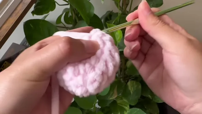 Slip stitch to connect and chain 1.