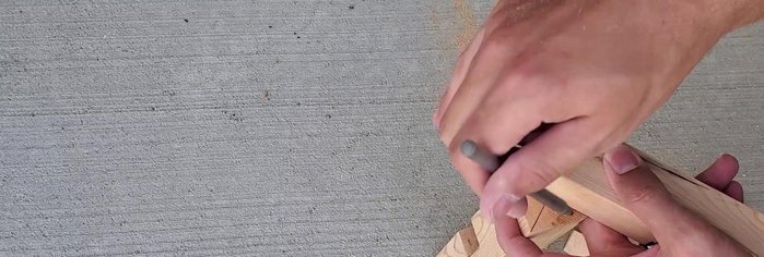 Drill holes for the dowel pins on the legs and cross sections.