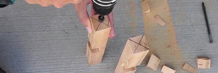 Drill holes for the dowel pins on the legs and cross sections.