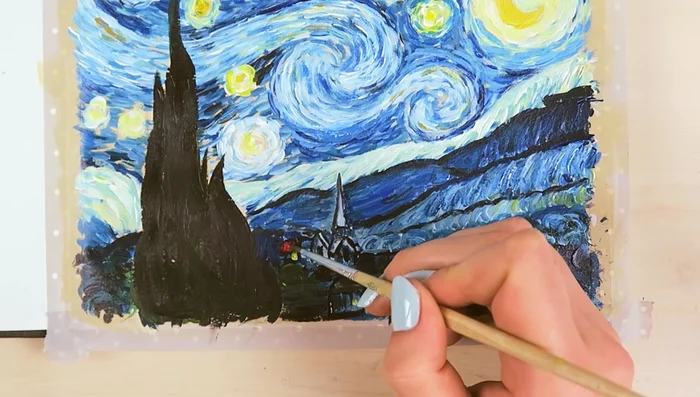 Add color and highlights to the city to create a night-time effect. Continue refining and adjusting the painting.