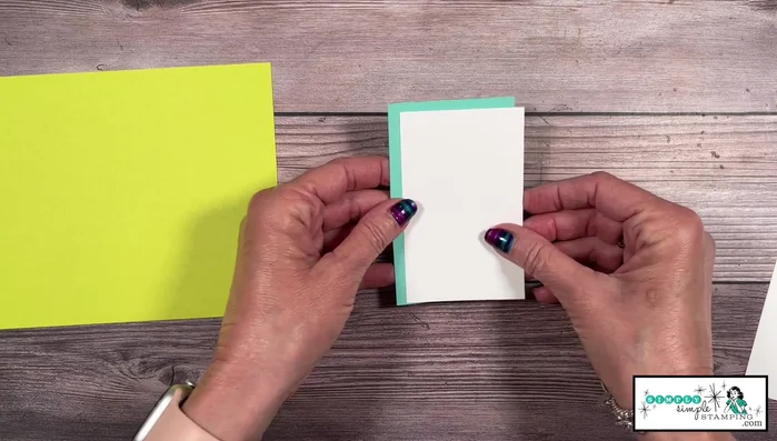 Prepare cardstock (Method 2): Use Pretty Peacock and Berry Burst cardstock, following the same measurements as Method 1. No embossing needed for this method.