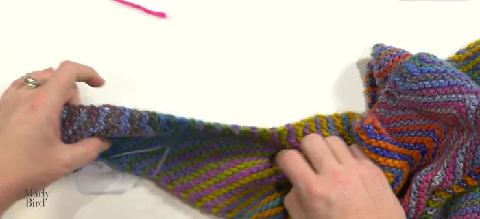 Decrease section: Follow pattern instructions, decreasing stitches until 14 stitches remain. Use center double decreases and SSK decreases as specified.