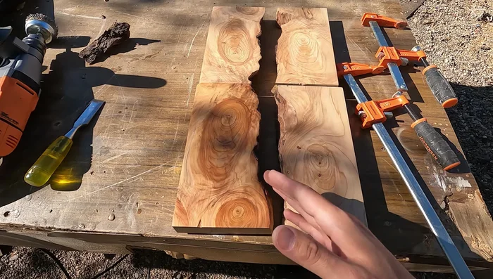 Sand the glued seams to create a smooth surface for epoxy.