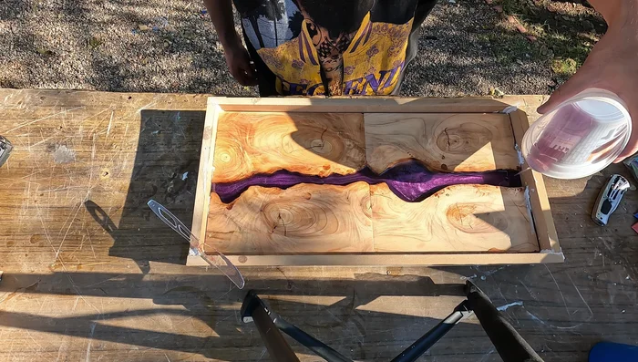 Allow the epoxy to cure completely. Perform additional epoxy pours as needed to fill any voids.