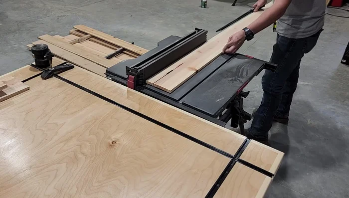 Cut the strips to the desired lengths using a miter saw (dimensions are provided in the linked plans).