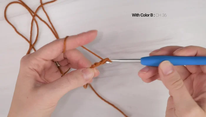 Create foundation chain: Chain 36 (or any even number for desired width).