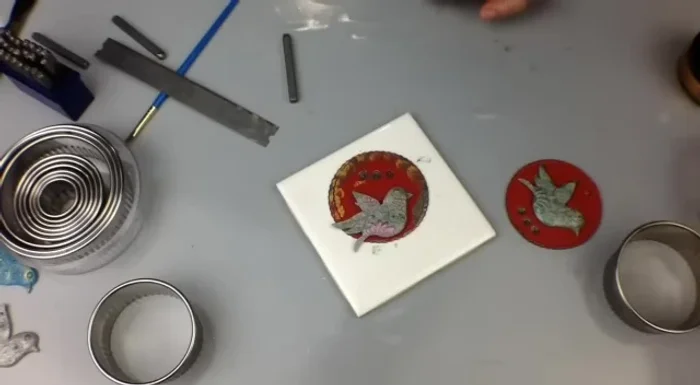 Use a knitting needle or similar tool to create a hole for stringing the ornament.