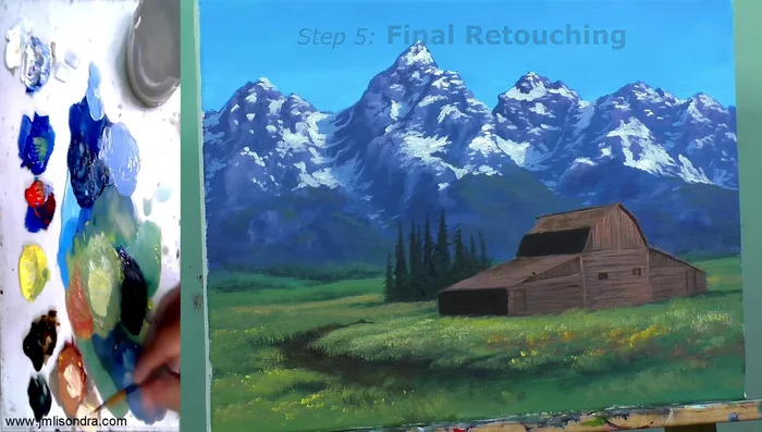 Adding final details and highlights to the entire painting.