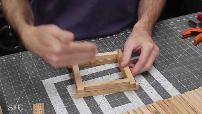 Combine the squares, aligning the nicest sides to the front.