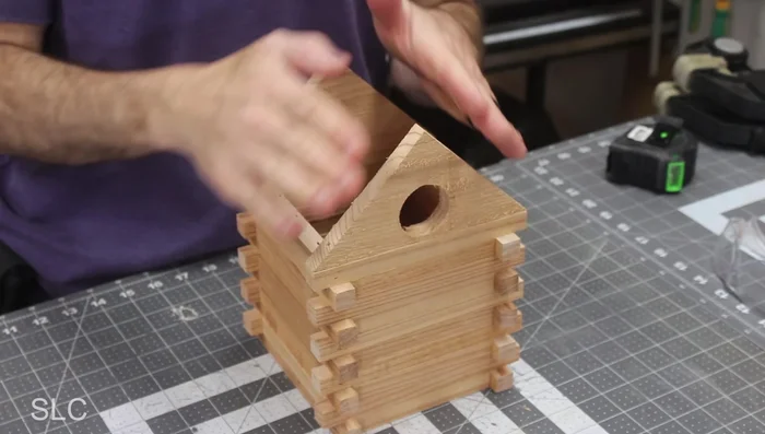 Construct the roof (7 1/2" - 8" long pieces) and attach, leaving it removable for cleaning.